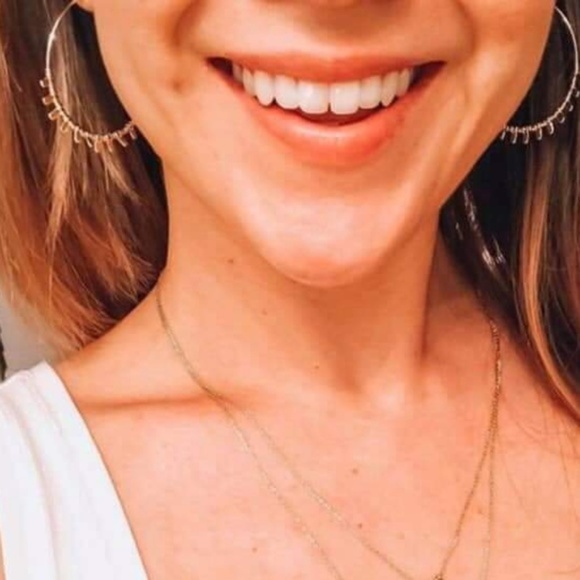 Stella & Dot | SILVER Shimmering Delicate Petal Hoops - Picture 6 of 10